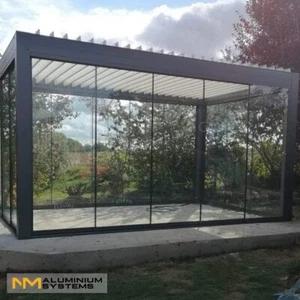 SONDERPREIS!Glasschiebewand Aluminium Glaswand Glasschiebetür Terrasse 2,4 x 2 m - Bild 1 von 24