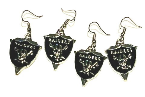 Lot of 2 Pair New Oakland Raiders Earrings Cover