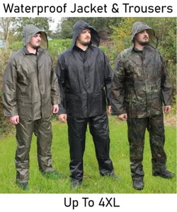 Waterproof Jacket and Trouser Set - Up To 4XL - Camping Hiking Cycling Outdoor - Picture 1 of 22