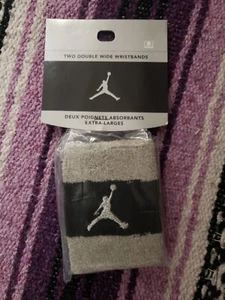 Vintage Retro Nike Air Jordan Jumpman DS Y2K Gray Black Sweat Wristband Set NEW - Picture 1 of 2