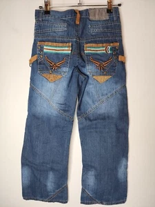 Kids Roca Wear Y2k Wide Leg Denim Embroidered Jeans Size 10 - Picture 1 of 9