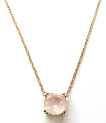 Collar HSN Technibond 14K Rosa Revestido Esterlina Corte Cojín Cuarzo Rosa 18" Foto 1 de 4