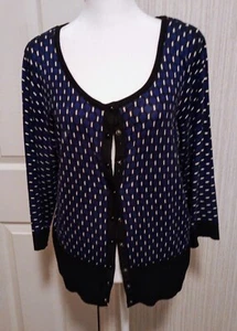Cárdigan ajustado para mujer Peter Nygard L/XL azul negro beige Argyle Business usado en excelente estado - Imagen 1 de 19
