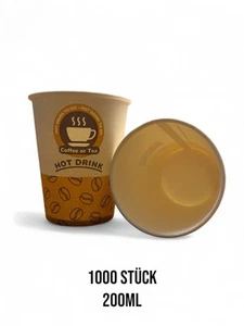 Kaffeebecher to go Pappbecher 1000 Stück 200ml Einwegbecher Kalt/Heiß getränke - Bild 1 von 1