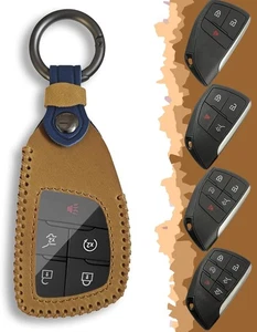 for GMC Key Fob Cover Leather, 2022 - 2025 Chevy Silverado 1500 A - Brown  - Picture 1 of 7