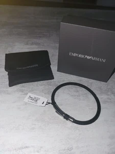 Emporio Armani Armband Herren Schwarz Silber NEU - Bild 1 von 5