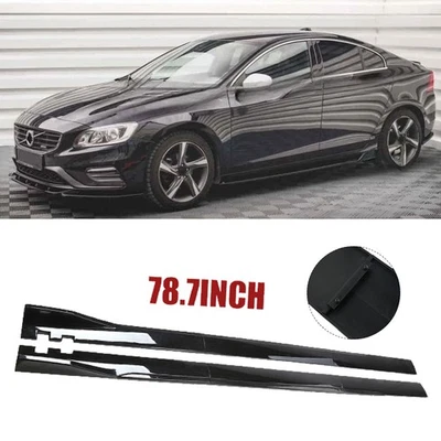 2m Side Skirt Extension Splitter Spoiler For Volvo S40 S60 S70 S80 Glossy Black Foto 1 de 4