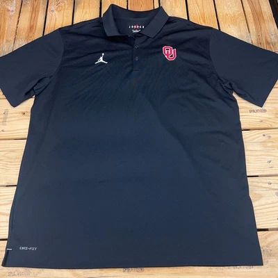 Jordan Oklahoma Sooners Dri-FIT Polo Shirt Men’s 2XL Black Red Trim NCAA - Image 1 of 4