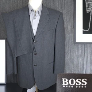 Hugo Boss 2 Piece Suit Mens 40S 34X30 Solid Gray 3 Button VL Wool - Picture 1 of 14