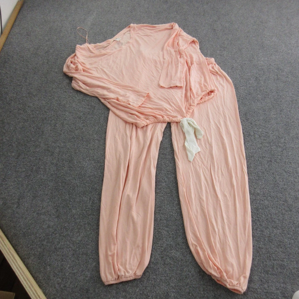 Eberjey Pajama Set Womens Small Pink Modal Tie Hem Top Drawstring Cuff Pants - Image 1 of 4