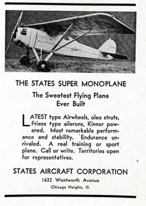 1930 States Super Monoplane Aircraft Ad 9/1/2025a - Picture 1 of 1