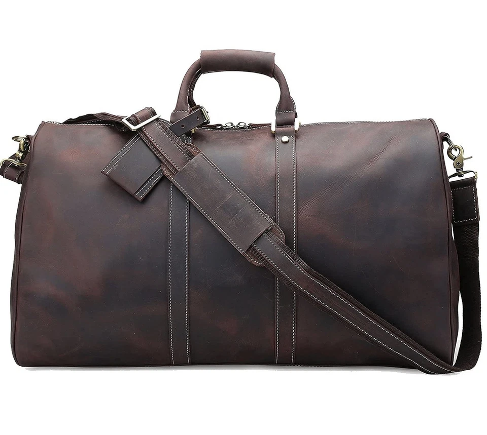 Polare Duffle Full Grain Leather Weekender Travel Duffel Luggage Bag