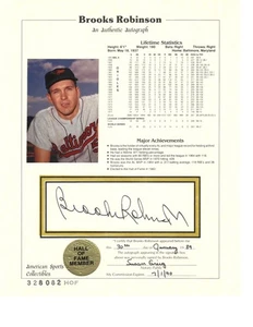 Brooks Robinson authentisches Autogramm und Foto 9,5"x7,5" Baltimore Orioles - Bild 1 von 2