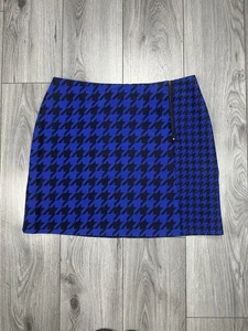 M&S Smart Lined Blue & Black DogTooth Check Skirt UK 16 EUR 44 - Picture 1 of 8