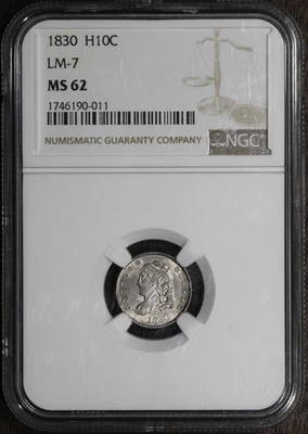 Media moneda de diez centavos busto tapado 1830 (MS62) H10C NGC - Gran brillo Foto 1 de 4