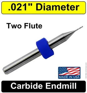1x .021" Carbide End Mill 2 Flute Upcut Square End CNC Router Bit 1/8" Shank - Picture 1 of 3
