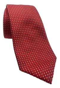 Corbata de seda para hombre Chaps Ralph Lauren 60"x3" roja blanca geométrica diseñador de lujo - Imagen 1 de 7