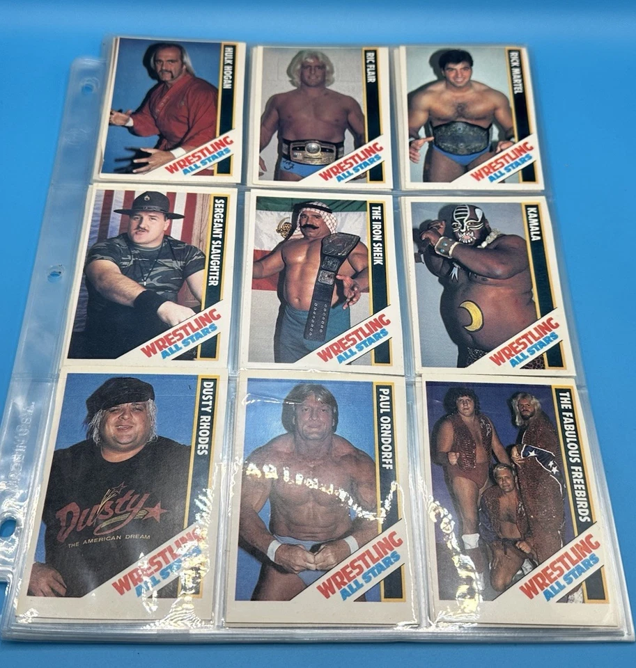 Wrestling All Stars #1 1985 JUEGO COMPLETO 54 revistas tarjetas coleccionables envío rápido Foto 1 de 4