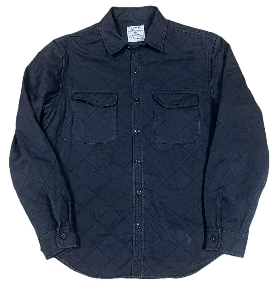 J. Мужская серая стеганая рабочая рубашка куртка Crew размер средний - Изображение 1 из 4