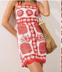Mini Vestido Farm Rio Ainika Estampado Lino XL Rojo Blanco Nuevo con Etiquetas $190 Divertido Coqueto - Imagen 1 de 22