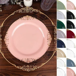10 Round 10" Disposable Plastic Salad Dinner Plates Embossed Baroque Trim Party - Picture 1 of 169