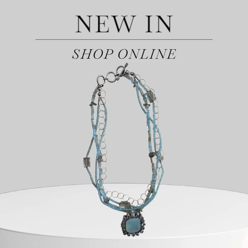 Artisan Boho 925 Sterling Multi Strand Necklace Amazonite Pendent & Quartz Beads - Image 1 of 4