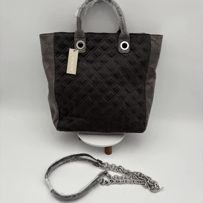 Chico's gray faux snakeskin trim Bag NEW Chain Link Removable Straps - Image 1 of 4
