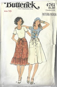 VINTAGE BUTTERICK 4761-PATTERN-SIZE 10-SHIRT & SKIRT- AS-IS USED-PRINTED IN USA - Picture 1 of 2