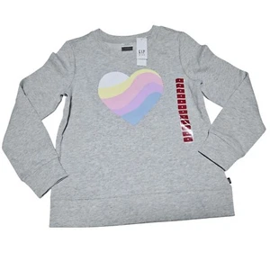 Sudadera Gap Niños Gris Jaspeado Niñas Talla Mediana Pastel Corazón Gráfico Pullover - Imagen 1 de 7