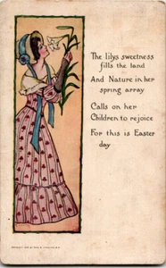 Postal de poema de lirio de Pascua. 1913 - Imagen 1 de 2