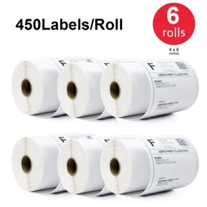 6 Rollen 450/Rolle Direkte Thermische Adressetiketten 4x6 für Zebra Eltron 2844 LP2844 - Bild 1 von 5