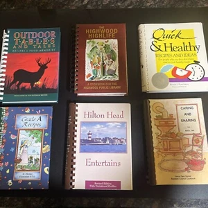 Cookbook Comb Bound Lot of 6 Vintage Regional School/Community Cookbooks Recipes - Picture 1 of 10