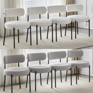 2/4/6 Mid-Century Dining Chairs with Oversized Seat Boucle Upholstered Chair - Picture 1 of 23