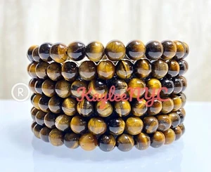 Wholesale Lot 6 Pcs Tiger Eye 6mm 7.5” Crystal Healing Stretch Bracelet - Picture 1 of 3