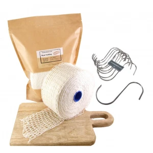 Meat Net + S Meat Hooks - Meat Netting, Smoking Hooks, Meat Hangs, Ham Netting - Picture 1 of 16