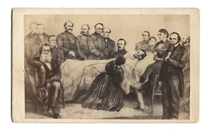 1865 President Abraham Lincoln deathbed Civil War generals, history CDV photo - Bild 1 von 2