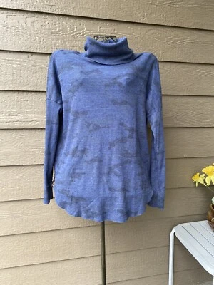 NWT! MICHAEL STARS Thermal Tunic Cowl Neck Blue Camouflage Made in USA Size M - Изображение 1 из 4