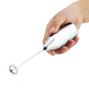 (Black)Electric Handheld Milk Frother Stainless Steel Battery Operated Foam