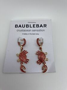 BAUBLEBAR Fashion Crab Dangling Earrings Rhinestones Crustacean Crabs Red