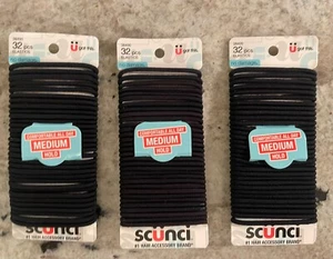 Lot Of 3 Scunci 4Mm Elastics Black Size 32PK Scunci No Damage Pony Tail Holder - Picture 1 of 1