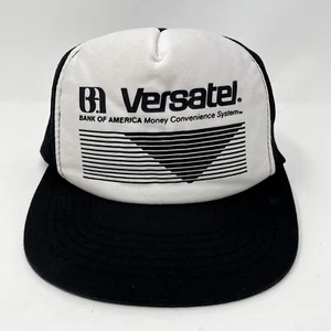 Sombrero de colección Bank of America negro blanco malla camionero Snapback cajero automático Versatel años 80 - Imagen 1 de 8