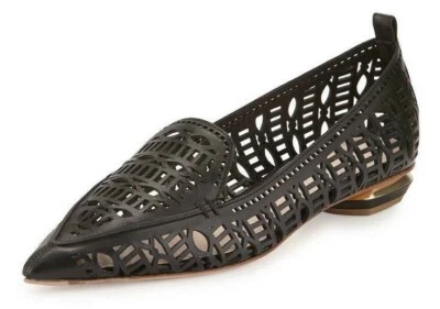 Mocasín plano Nicholas Kirkwood negro Beya de cuero cortado con láser talla 8 EU 38 Foto 1 de 4