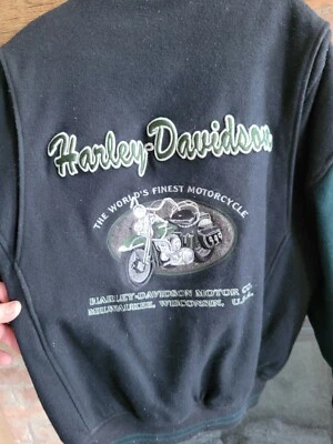 Chaqueta Harley Davidson Para Hombres M. Varsity Negra Cremallera Mezcla Lana Milwaukee Wisconsin  Foto 1 de 4