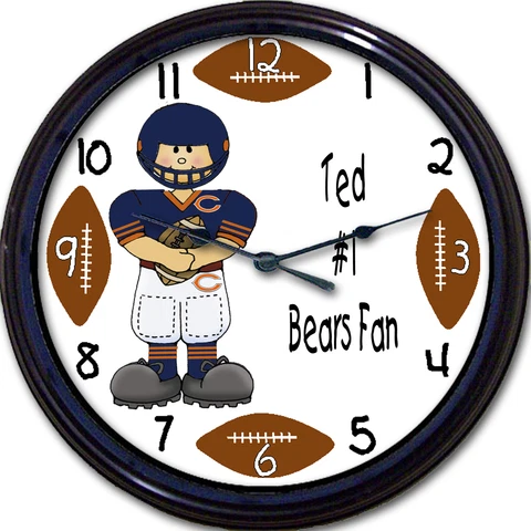Chicago Bears Personalized Wall Clock NFL Football Illinois Fales Man Cave New Cover
