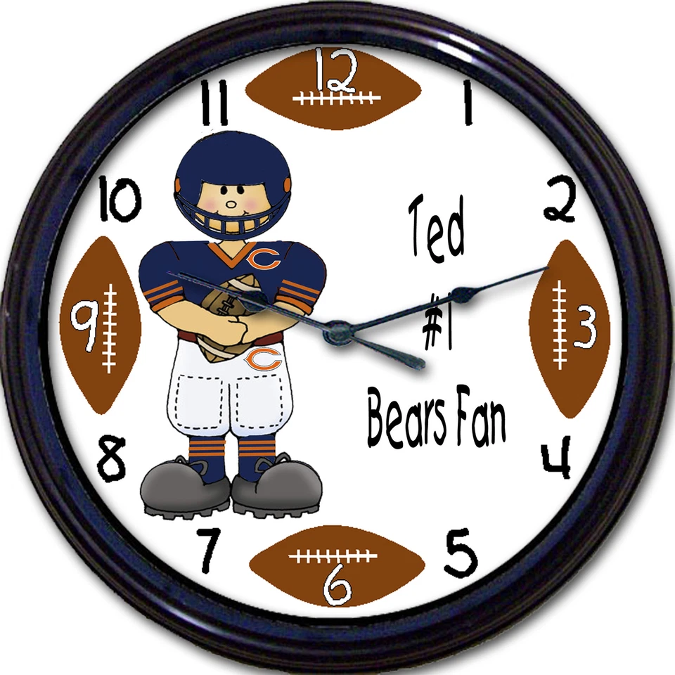 Chicago Bears Personalized Wall Clock NFL Football Illinois Fales Man Cave New  - Image 1 of 1