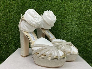 Sandali Jimmy Choo Isra con plateau e cinturino alla caviglia glitterati taglia 39,5 - Foto 1 di 8