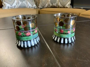 Pair of Mackenzie Childs Heirloom Circus Glass Cups Hand Blown ( JSR 20 ) - Imagen 1 de 5