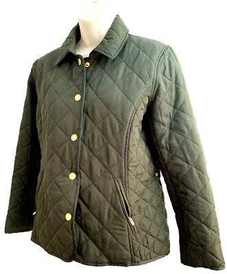 Chaqueta acolchada Crown & Ivy para mujer verde oliva forro a cuadros talla PS  Foto 1 de 4