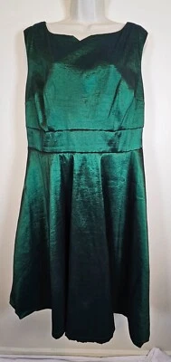 Modcloth Size 16 Green Taffeta Fit & Flare Swing Dress Lined Tulle Slip Lined - Image 1 of 4