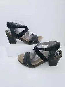 Abeo Biana Leather Buckle Crisscross Open Toe Peep Sandal Heels Shoes 9 N Narrow - Picture 1 of 9